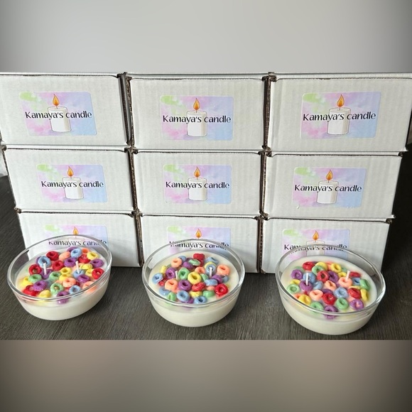 I’m a homebasecandle maker an these are my fruit loop cereal bowl candles - Picture 3 of 4